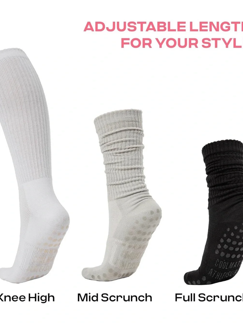 CoolMate Women's Scrunch Crew Socks, 3 Pairs each pk. Includes 2 pks